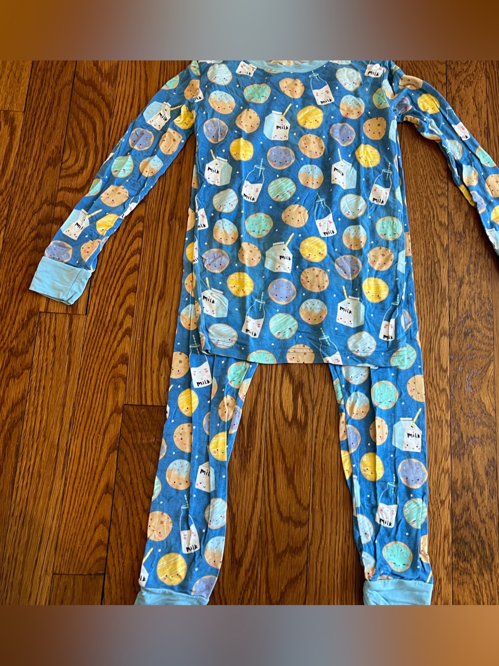 Little sleepies blue milk and cookies pajamas set size 7/8
